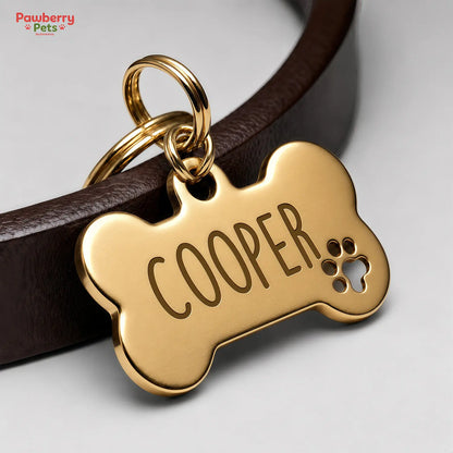 Custom Engraved Stainless Steel Dog Tag, Personalized Bone Pet ID Tag for Dogs & Cats, Metal Collar Name Tag with Split Ring, Pet Accessories