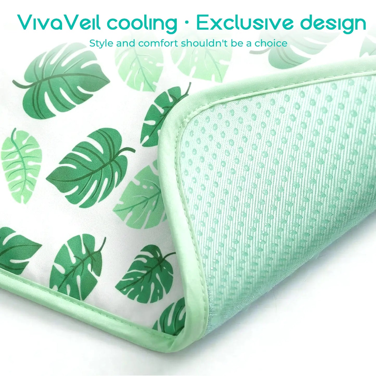 Dog Cooling Mat for Pets - Soft and Breathable Self-Cooling Pad, 23" x 18", Washable Non-Slip Design for Indoor and Outdoor Use, Leaf Pattern
