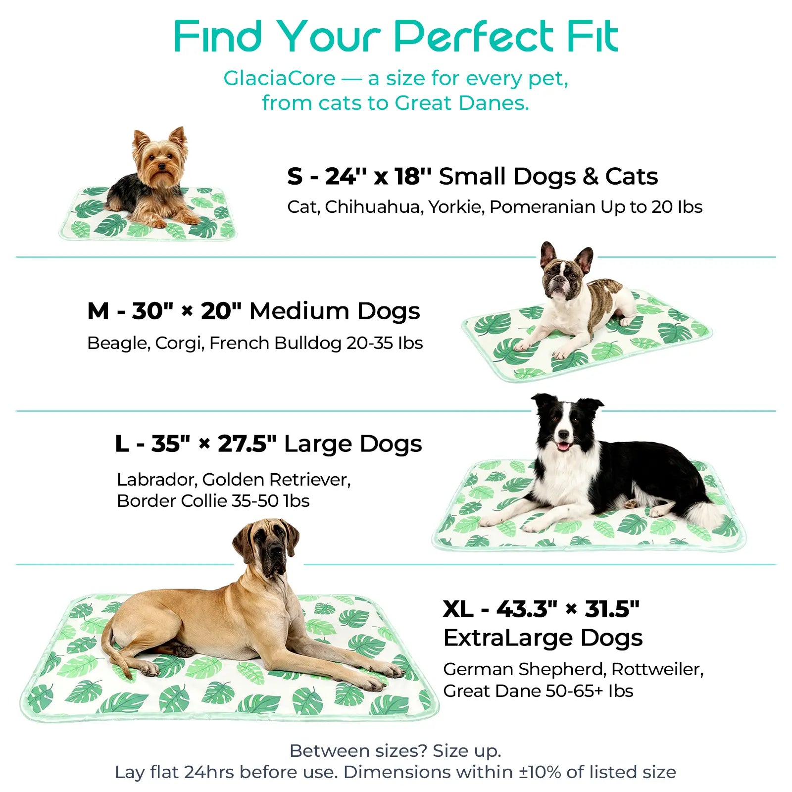 Dog Cooling Mat for Pets - Soft and Breathable Self-Cooling Pad, 23" x 18", Washable Non-Slip Design for Indoor and Outdoor Use, Leaf Pattern