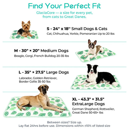 Dog Cooling Mat for Pets - Soft and Breathable Self-Cooling Pad, 23" x 18", Washable Non-Slip Design for Indoor and Outdoor Use, Leaf Pattern